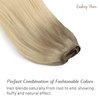 Clip in Hair Extensions, 16 inch Ash Blonde to Golden Blonde and Platinum Blonde Hair Extensions Clip in Human Hair Lashey Hair Extensions Real Human Hair 120g 7pcs