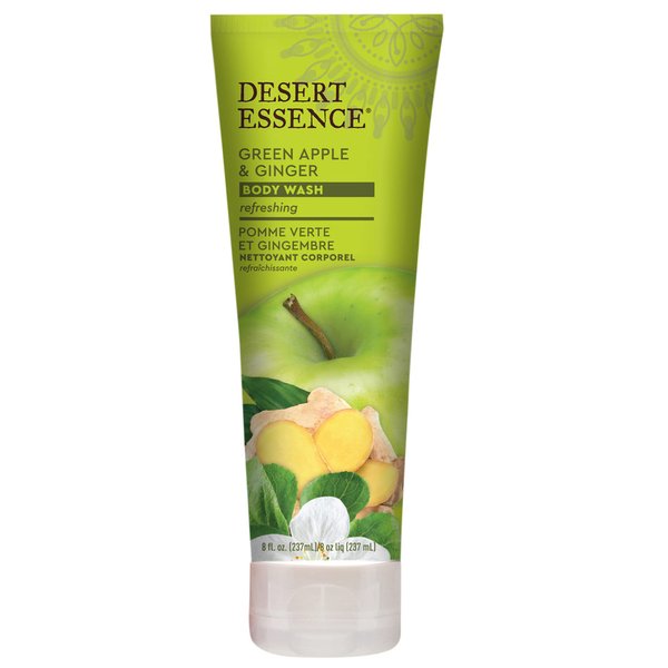 Desert Essence Green Apple & Ginger Body Wash - 8 Fl Ounce - Refreshing - Vitamins A, B & C - Scented - Cleanses & Revitalizes - Yucca Cactus - No Parabens