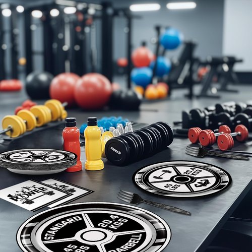 BQC 96 Pcs Gym Party Plates Gym Birthday Decorations Gym Party Decorations Gym Party Supplies Gym Decorations Gym Party Favors