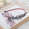 Formery Crystal Flower Headband Purple Bowknot Crystal Beads Hairband Party Prom Wedding Handmade Copper Wire Floral Beaded Headpiece for Women and Girls