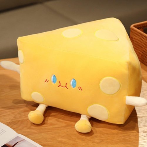 OUKEYI Cheese Plush Pillow ，Funny Food Bread Cheese Stuffed Toys Soft Toast Sofa Pillow， Kawaii Room Decor Holiday Birthday for Kids Boys Girls
