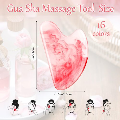Sherr 16 Pcs Gua Sha Facial Tools, Guasha Tool for Face Gua Sha Stone Face Sculpting Tool Guasha Tool Facial Massage Tools Face Massager for Body Spa Acupuncture Relieve Muscle Tensions Puffiness