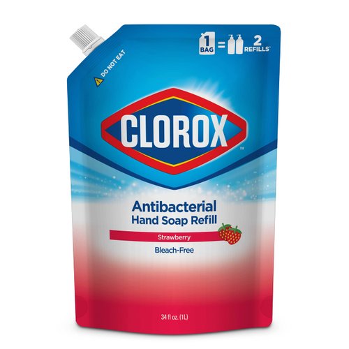 Clorox Liquid Hand Soap Refill 34 oz Scent Liquid Hand Washing Soap Refill Washes Away Dirt on Skin Soft on Hands Tough on Dirt, Strawberry - Clorox Hand Soap, Hand Wash, Foam Soap, Kitchen Hand Soap
