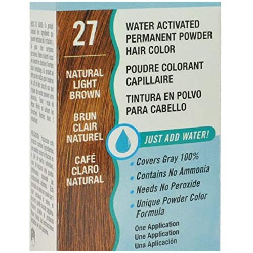NEW Water Works Permanent Powder Hair Color #27 Natural Light Brown For Men and Women specially formulated to cover gray 0.21 oz