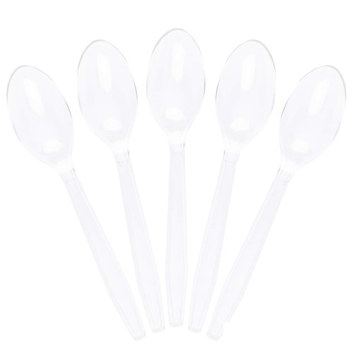 Plasticpro Clear Plastic Tea Spoons Disposable Cutlery Utensils 50 Count