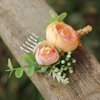Fangsen Boho Silver Wedding Orange Rose Flower Hair Comb Floral Bridal Hair Accessory for Women and Girls