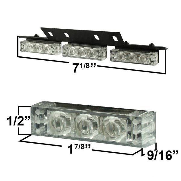 White 18 X LED Emergency Vehicle Strobe Lights for Front Grille Deck Warning Light