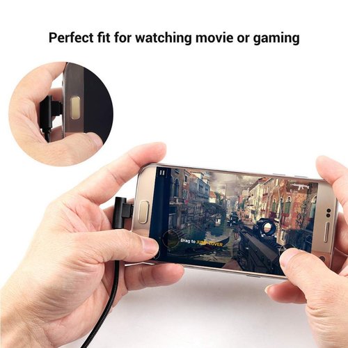 Lalomo Long 90 Degree Angled Micro USB Cable,Braided Nylon L Plug USB A to Micro B Fast Charging & Data Sync Cable (6 feet, Black)