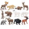 NatureMan North American Animals Set 12PCS Mini Wild Animals Figurines Set cludes Moose Raccoon Cougar, Wolf, Beaver for Children Educational Toy Cake Toppers