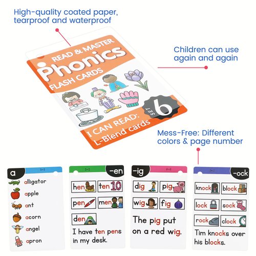 Phonics Flash Cards, 67 Pcs Sight Words Flash Cards Kindergarten, Phonics Games for Kids Age 4-8, Learn to Read in 15 Phonic Stages, Educational Learning Activities for PreK 1st 2nd 3rd Grade