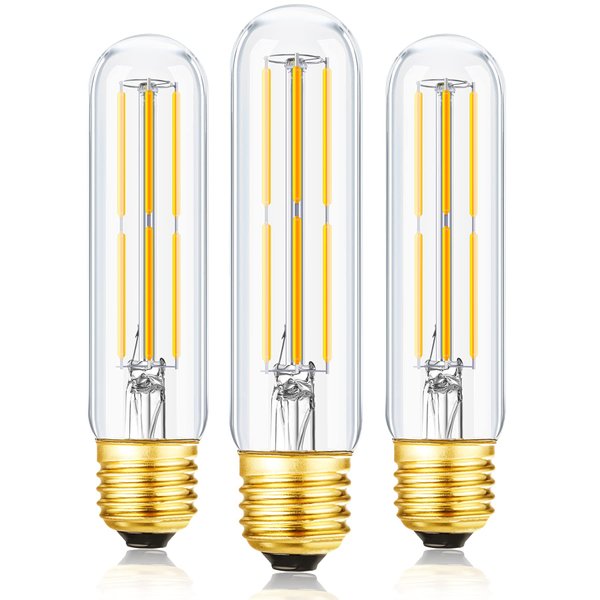 T10 Led Bulb,Dimmable 6W Led Tubular Bulbs, Soft White 3000K, 60 Watt Incandescent Bulb Equivalent, 3000K Soft White, Clear Glass, E26 Base Lamp Bulb, for Cabinet Display Cabinet etc,3 Pack.