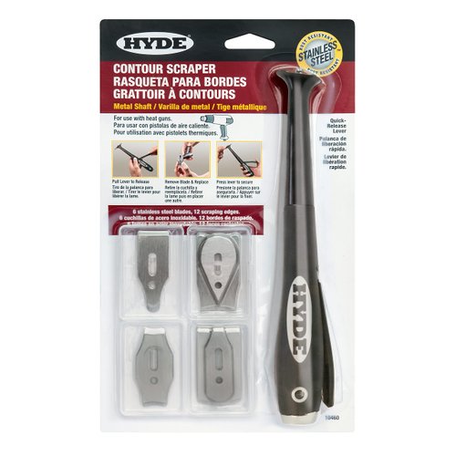 Contour Scraper Long Neck Metal Shaft, Heat Gun Safe with 6 Stainless Steel Blades