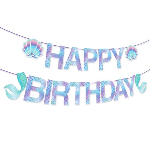 Anor WishLife Sparkle Mermaid Birthday Banner,Mermaid Banner,Mermaid Party Supplies,Little Mermaid Birthday Decoration for Girls,Boys,Kids,Home,Classroom,Baby Showers,1st Birthday