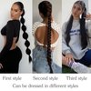 32 Inch Long Straight Wrap Around Ponytail Hair Extensions DIY Braid Ponytail with Elastic Tie Sleek Wrap Around Braid Hair Extensions Natural Soft Synthetic Hairpieces For Women Daily Wear (2PC,