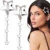CustomyLife 2pcs Star Pearl Snap Hair Clips, y2k Silver Hair Barrettes Cute Tassel Metal Hair Pins Wedding Prom Hair Styling Accessories for Women Girls Gift