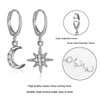 AIDSOTOU 12 Pairs Small Silver Butterfly Star Hoop Earrings Sets for Women Girls Mini Huggie Hoop Earrings with Dangle Charms