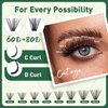 KEYYOU Lash Clusters 320Pcs Eyelash Clusters 60D+80D C Curl 9-16MIX Clusters Lashes Thick Super Soft Wispy DIY Eyelash Extension at Home(60D+80D-C,9-16MIX)