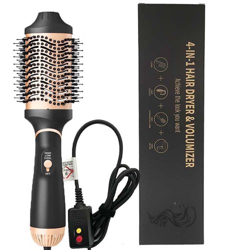 Ebooine One Step Hot Air Brush, Hair Styler and Volumizer with Negative Ion Anti-frizz Ceramic Titanium Barrel, 4 in 1 for Hair Brush, Dryer, Curler and Straightener