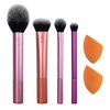 Real Techniques Makeup Brush Set with 2 Sponge Blenders, Multiuse Brushes, For Eyeshadow, Foundation, Blush, Highlighter, and Concealer, 6 Piece Makeup Brush Set