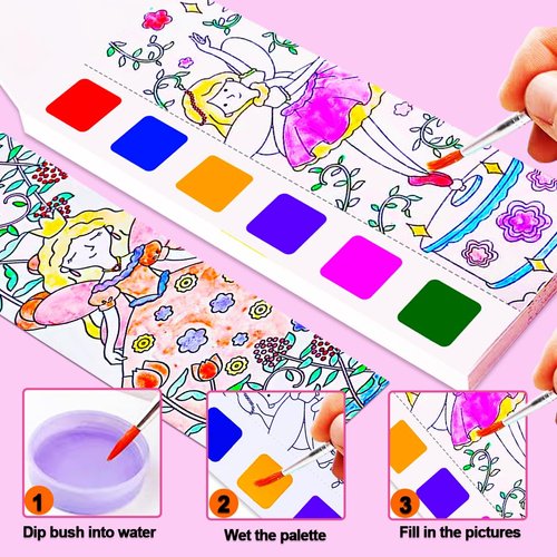 JUNQIU Paint With Water Books for Kids, Watercolor Painting Coloring Books for Toddlers, Arts and Crafts for Kids Ages 4-8, Party Favors Travel Coloring Kit(4Pack)