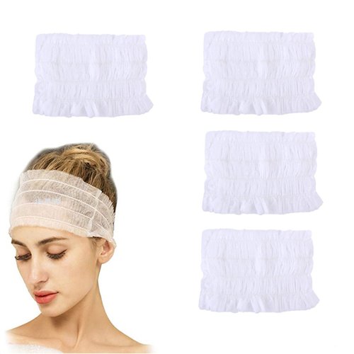 Doromy 50Packs Non-Woven Spa Headbands Soft Disposable Facial Hair Band Elastic Skin Care Headband Stretchy Face Headband for Makeup Sauna Washing Face Supplies for Women Girls