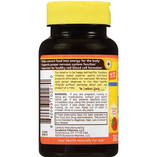 Sundance Vitamin B12 6000 mcg Tablets, 30 Count