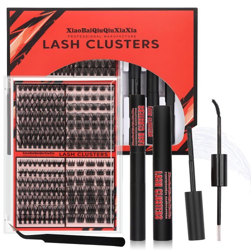 Lash Clusters kit 4 Styles 217PCS Individual Lashes DIY Eyelashes Extension kit 9-16mm Mix Eyelash Clusters 3D Fluffy Cluster Lashes Extension DIY at Home(9-16MIX-ALL KIT)