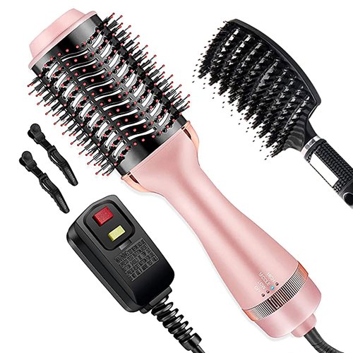 Cosermart Hair Dryer Brush 4 in 1 Blow Dryer Brush with Comb, Upgraded Hot Air Brush with Negative Ion Anti-frizz Blowout Brush Hair Dryer for Drying, Straightening, Curling, Salon, Hair Volumizer