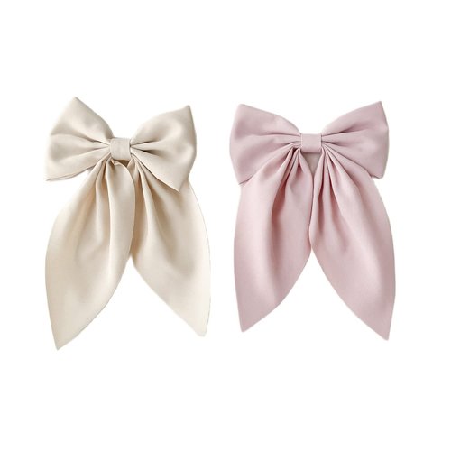 PLINUBLA 2Pcs Solid Big Ponytail Bow Alligator Hair Clips Duckbill Barrettes Hair Accessories for Baby Girls Toddlers Kids Teens Women