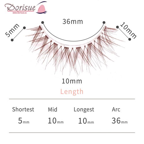 Dorisue Wispy eyelashes Brown lashes Natural looking false eyelashes Lightweight Reuseable 5 Pair Set X4