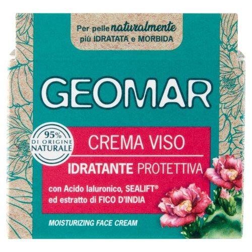 Geomar Protective Moisturizer Face Cream with Hyaluronic Acid and Prickly Pear Extract 50 ml, 1.6 Fl Oz - made in Italy