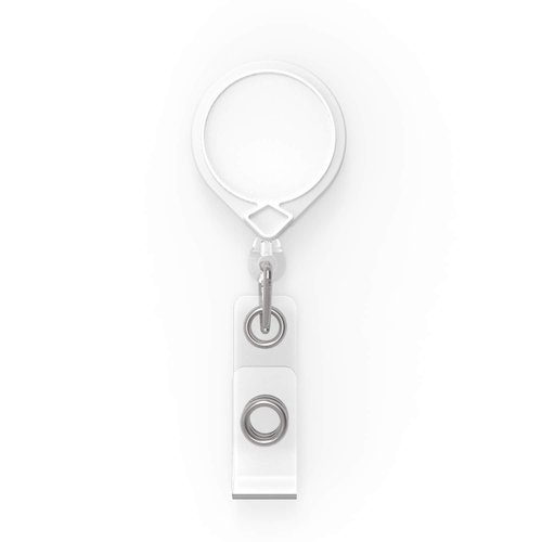 KEY-BAK MINI-BAK Retractable Badge Holder with 36" Nylon Cord, Swivel Bulldog Clip, Whit