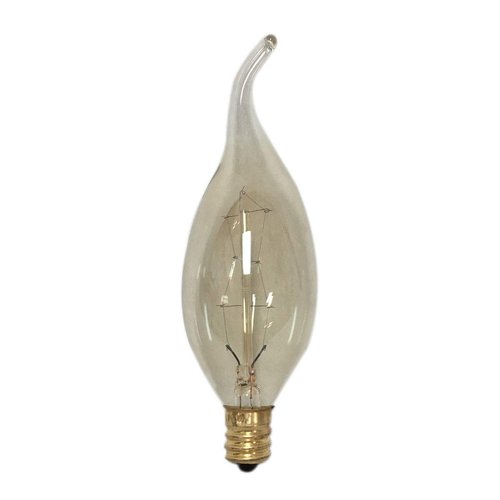 Royal Designs Vintage Antique Golden Smoke Flame Candelabra Style Base Incandescent Light Bulb, 25-Watts, Clear, E12, 130V (2-Pack)