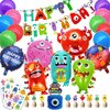 Monster Birthday Party Supplies, Monster Party Decorations - Monster balloons, cupcake & cake toppers, birthday banner, tattoos