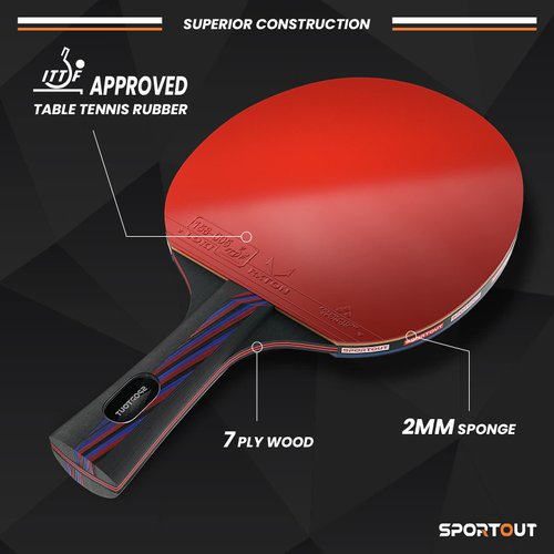 Sportout Ping Pong Paddle, Professional Table Tennis Racket with Case, Table Tennis Paddles for Advanced Training and Tournament
