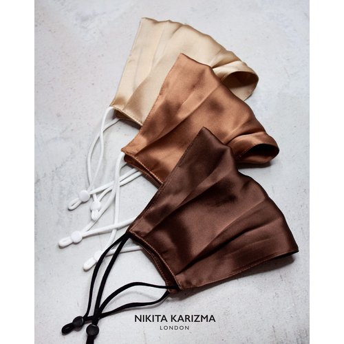 KARIZMA Beverly Hills Silk Face Mask 3 Pack. Skin Tones Fashionable Designer Face Mask for Women. Washable Fabric Face Mask Reusable Facemask. Real Mulberry Silk Masks, Luxury Fashion Masks for Women