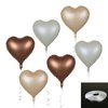 Autupy 18 Inch 18 pcs White Sand Nude Brown Heart Foil Balloons Caramel Balloons for Birthday Baby Shower Wedding Ceremony Anniversary Decorations