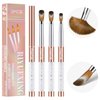 3PCS Acrylic Nail Brush Set, Size 6/10/12. Kolinsky Hair,Oval Crimped Pressed Shaped Acrylic Nail Brushes,Golden Metal Handle Acrylic Powder Brush Set Professional Manicure For DIY Home Salon