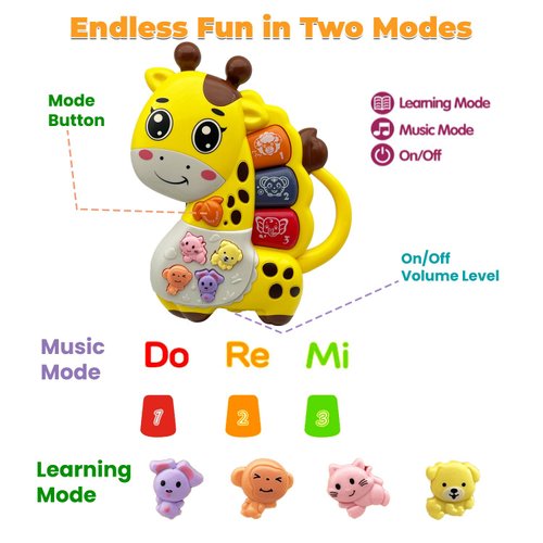 Baby Music Toys 12-18 Months, Animal Baby Piano Musical Light Infant Toys Toddlers Early Education Birthday Gift for 1 2 Year Old Girls Boys (Giraffe)