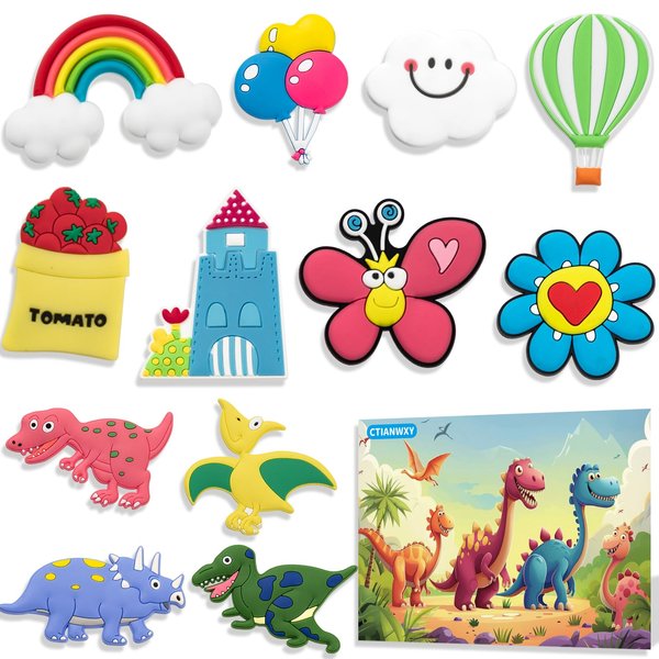 Fridge Magnets for Toddlers 1-3,12PCS Full Back Magnetic Educational Refrigerator Magnets for Kids,Cute Rubber Animal Magnets for Babies & Learning Toys