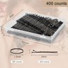 Premium 400Pcs Bobby Pins and Hair Elastics Kit: 200 Black Curved Pins for Secure Hold, 200 Ouchless Rubber Bands for Ponytails - Ideal for Women, Kids, Girls - Bulk Storage Case Included