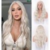 vedar Glueless 613 Lace Front Wigs Synthetic Hair Aesthetic Platinum Blonde Lace Wig for Women Long Loose Curly Wigs for Cosplay 22 inch VEDAR-040-NEW