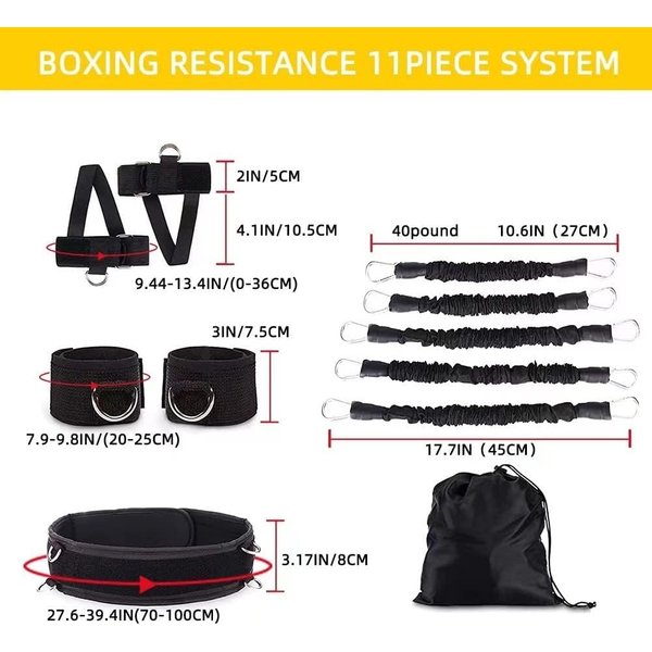 Ycendelion Boxing Resistance Bands, Leg Strength and Agility Speed Resistance Bands Trainer for Men and Women Exercise Power Punch Pro with Belt, Ankle, Boxing Bands for MMA