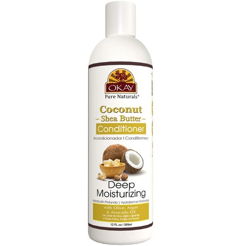 OKAY | Coconut & Shea Butter Conditioner | For All Hair Types & Textures | Fortify - Strengthen - Revitalize | With Olive, Argan & Avocado Oil | Free of Paraben, Silicone, Sulfate | 12. oz