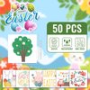 EMOME Easter Egg Fillers Goodies for Kids, 50 Sheets Easter Tattoos for Kids Bulk Individually Wrapped Party Supplies Favor, Easter Temporary Tattoos Stickers for Kids Goodie Basket Stuffers