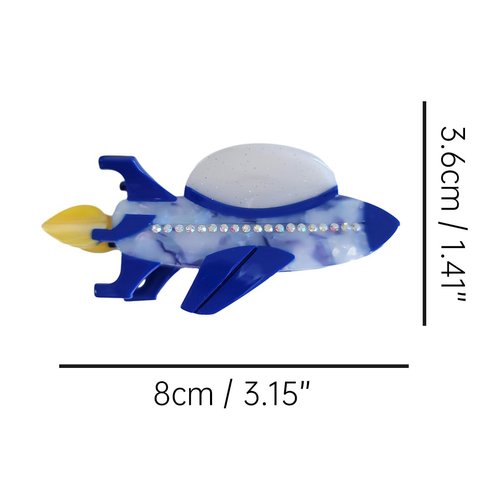Funny Airship Hair Clip,Acetate Hair Clip,Small Claw Clip for Women,Blue, 1 Count (Pack of 1)