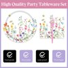 KFJBPB 72 Pcs Wildflower Paper Plates and Napkins Party Supplies, Floral Party Plates and Napkins Tableware Set for Spring Summer Picnic Wedding Birthday Baby Shower Tea Party Decorations Serves 24