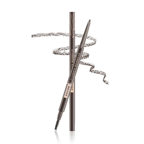 Music Flower Dual Ended Eyebrow Pencil with Spoolie Brush Natural Fills and Defines Brow,Grey