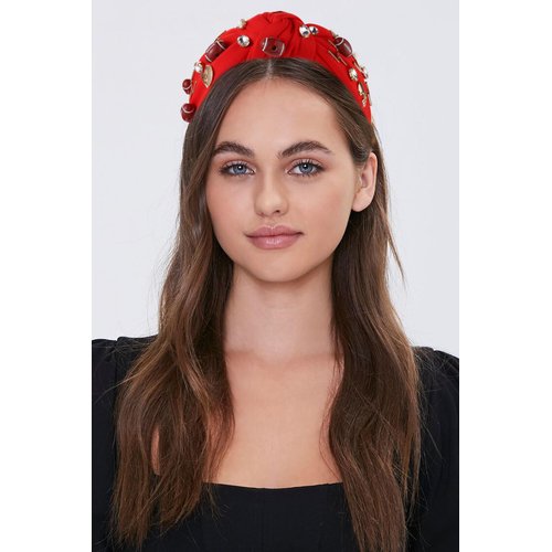 Football Headband for Women Football Mom Accessories Rhinestone Jeweled Football Charm Top Knot Hairband Black White Red Purple Blue Gameday Sports Wide Twist Football Hair Band Headpiece Accessories