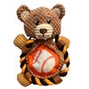 Sport Bear Roper Dog Toy Premium Baseball Theme Plush w/Mini Tennis Ball, Crinkle & Squeaker